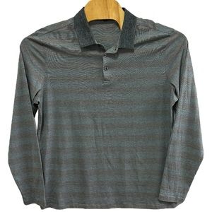 Robert Barakett Men’s Striped‎ Pima Cotton Long Sleeve Polo Shirt   Sz XL